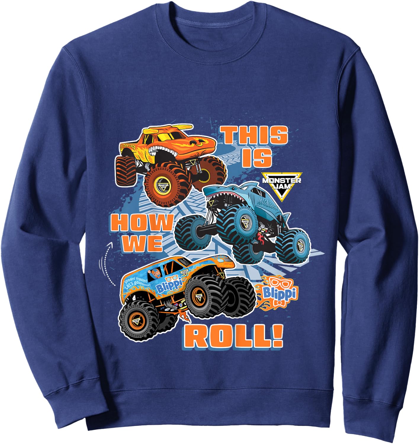 Kids Blippi El Toro Loco Megalodon This is How We Roll Sweatshirt - Sweatshirt | Navy