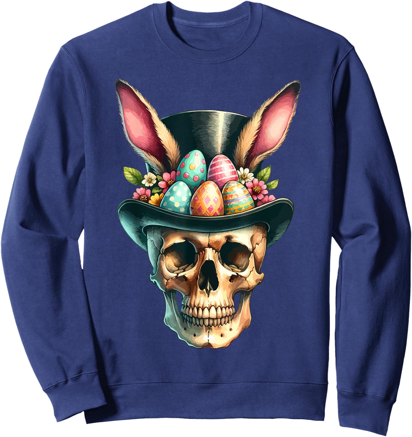 Funny Easter Bunny Skull Egg Hunt Easter Day Sweatshirt - Sweatshirt | Navy