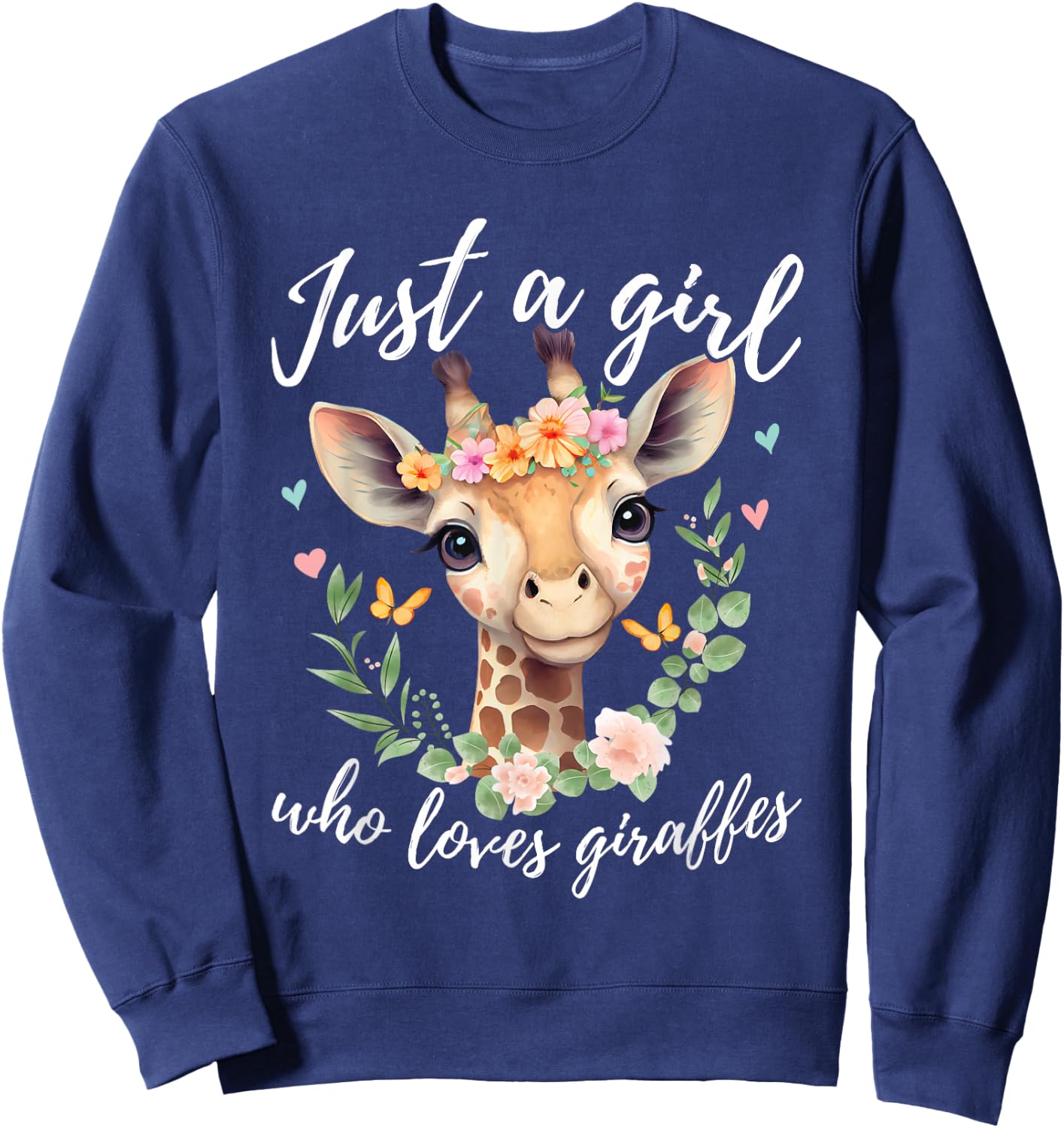Just A Girl Who Loves Giraffes - Funny Giraffe Lover Sweatshirt - Sweatshirt | Navy