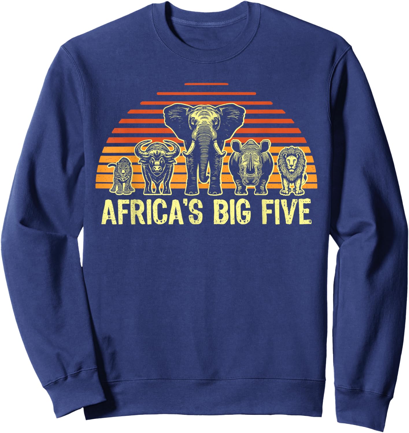 Big Five African Animals Elephant Rhino Buffalo Lion Leopard Sweatshirt - Sweatshirt | Navy