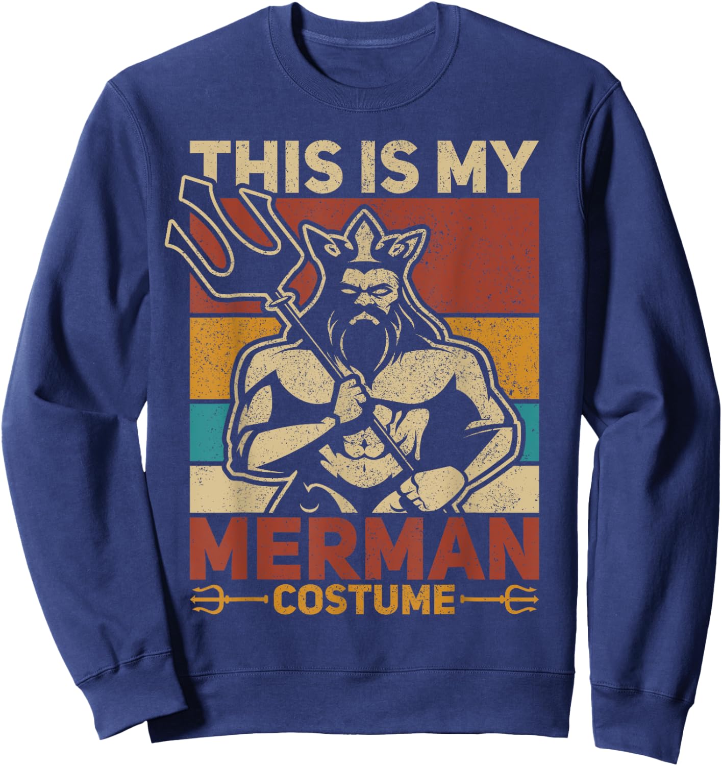 Merdaddy Mermaid Dad Fathers Day Party Outfit Merman Costume Sweatshirt - Sweatshirt | Navy