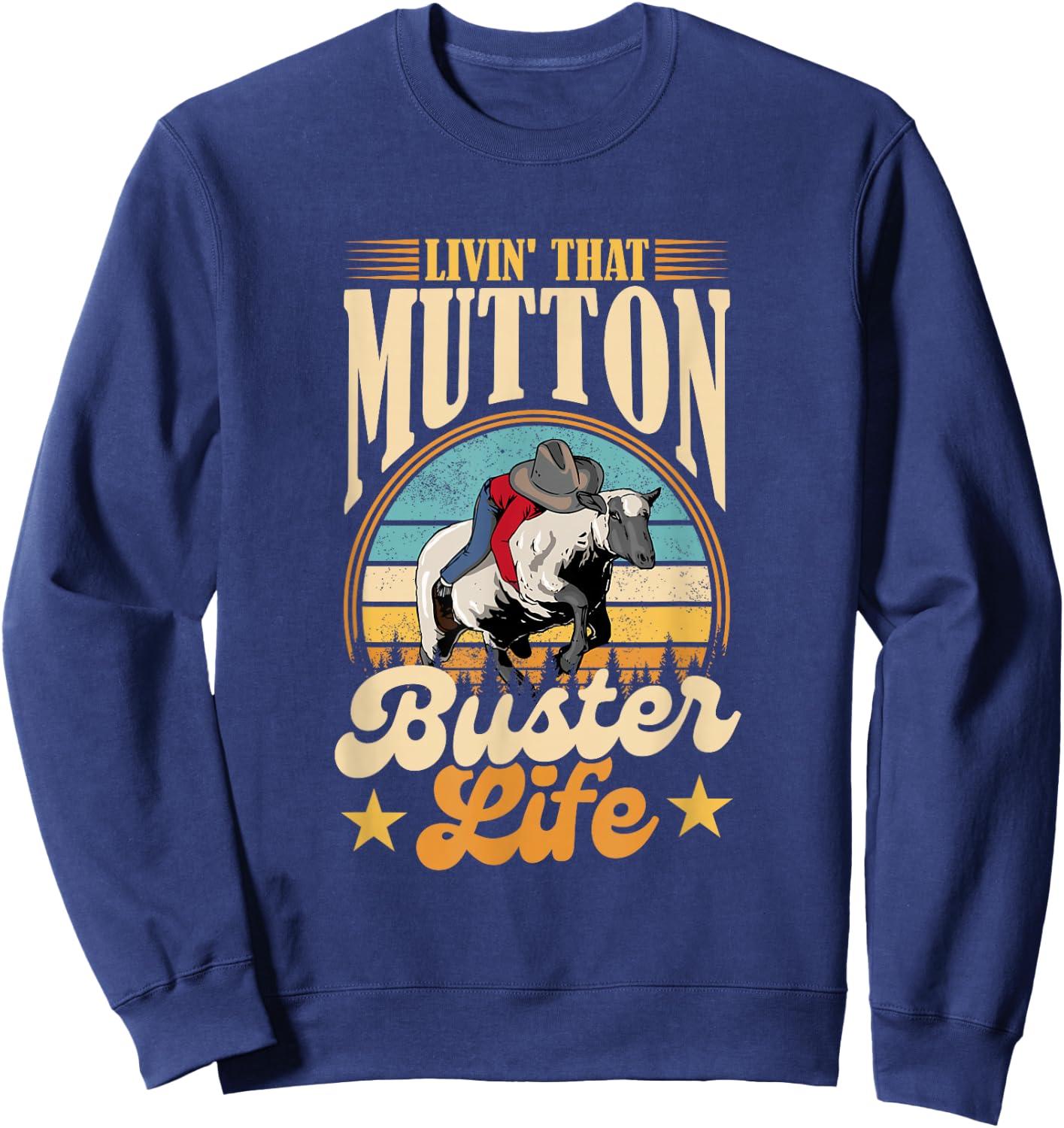 Mutton Busting Youth Rodeo Sheep Riding Kids Mutton Buster Sweatshirt - Sweatshirt | Navy