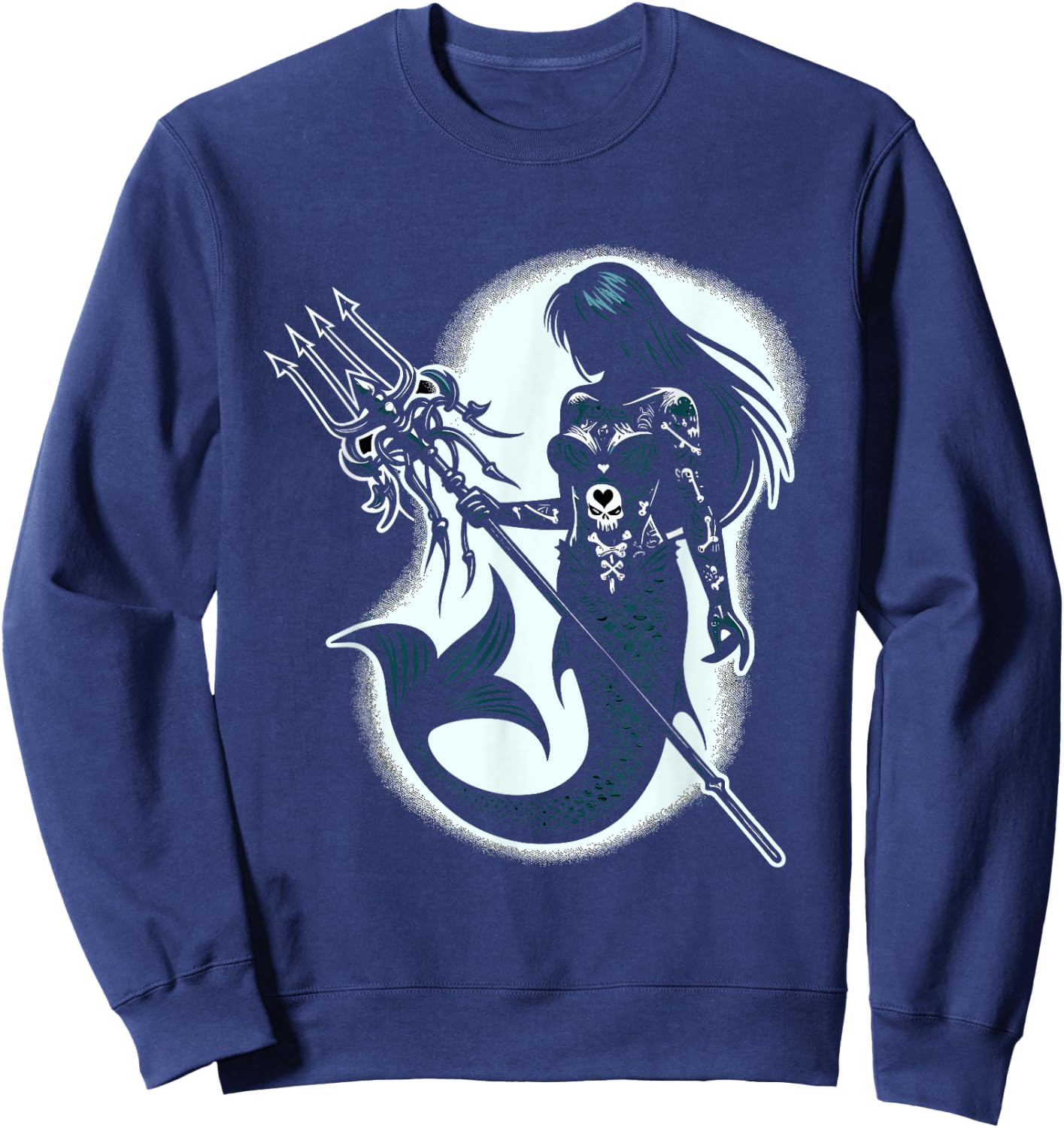 Spooky Sirens Horror Mermaid Creepy Mermaid Haunted Sea Sweatshirt - Sweatshirt | Navy