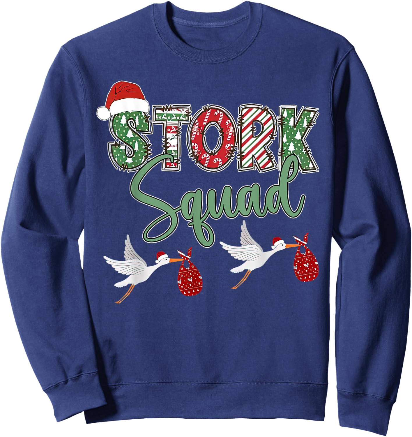 Labor And Delivery Nurse Stork Squad Christmas Obstetrics Sweatshirt - Sweatshirt | Navy