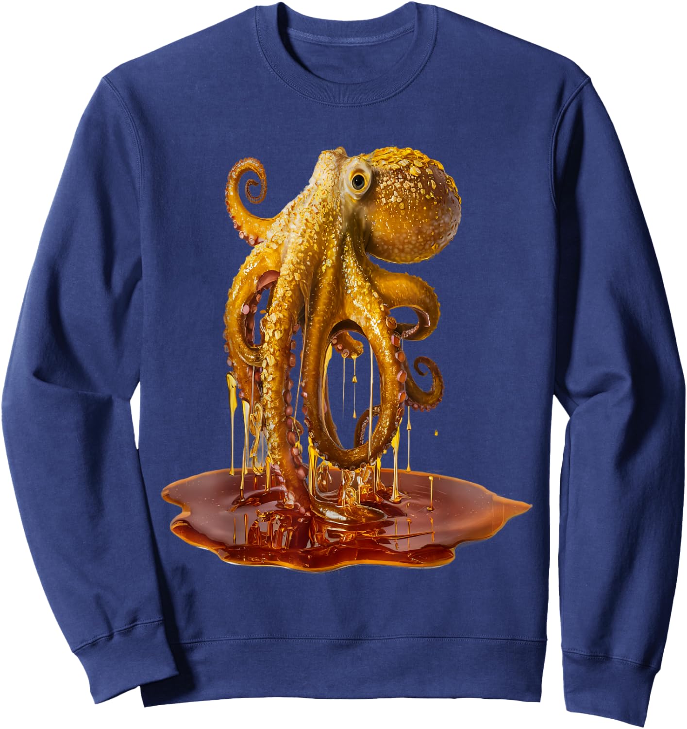 Octopus Men Woman Aesthetic Gold Honey Octopus Sweatshirt - Sweatshirt | Navy