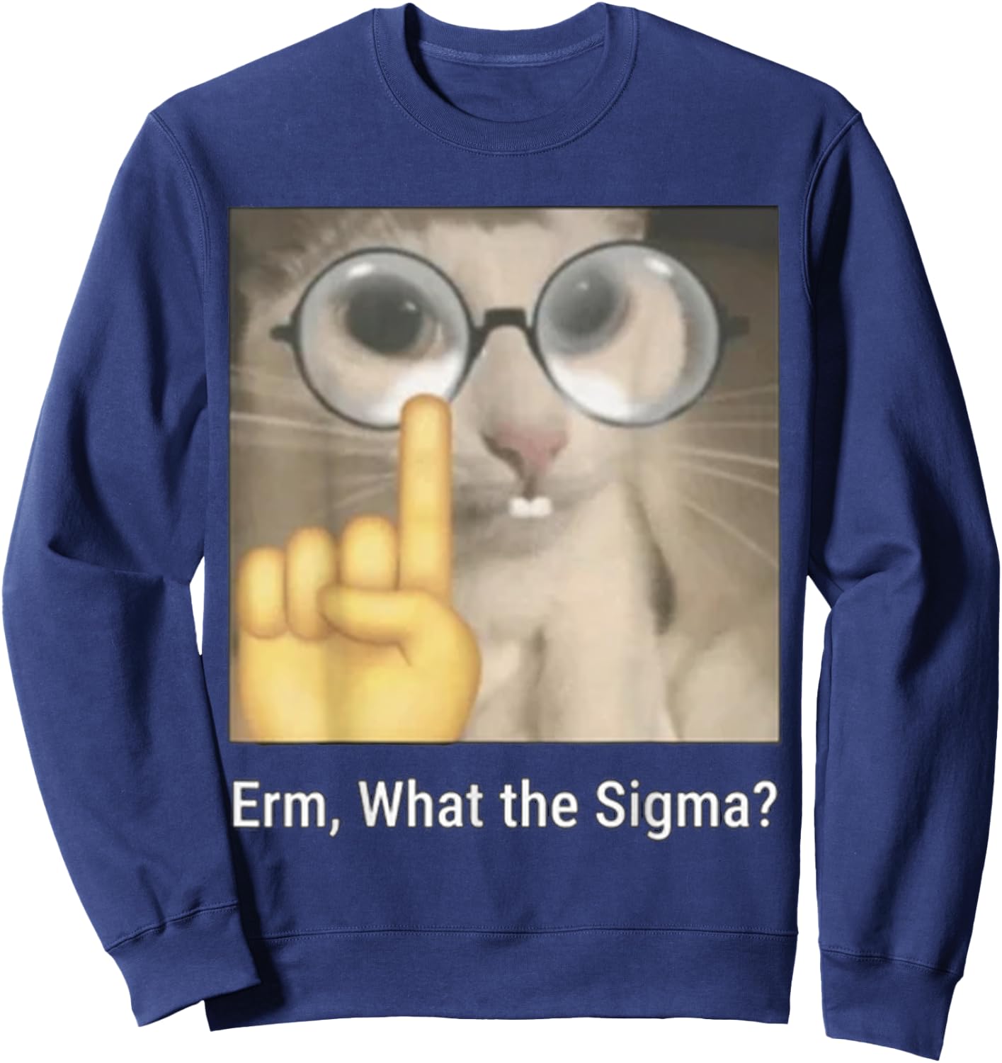 Cat Funny Erm, What The Sigma? Cat Meme Funny Sweatshirt - Sweatshirt | Navy