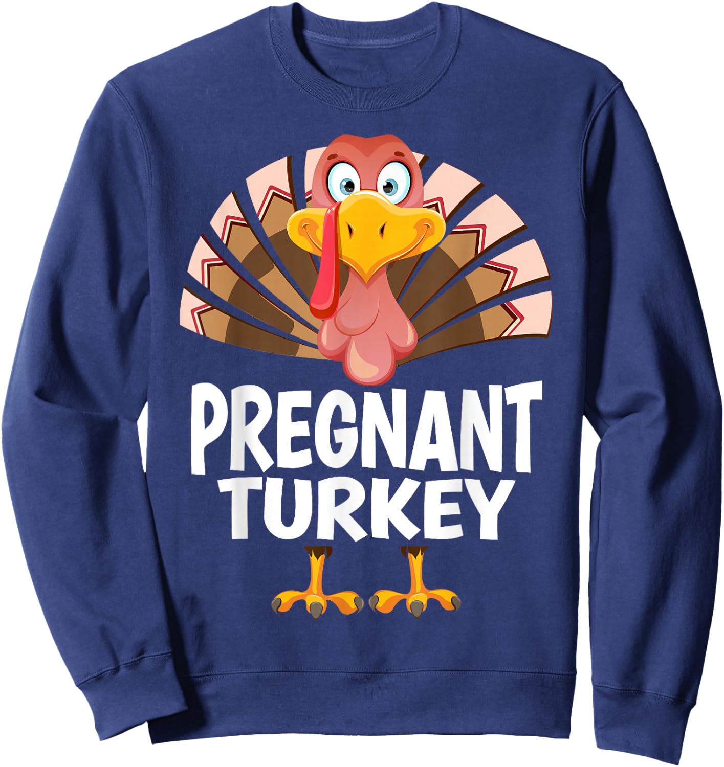 Thanksgiving Pregnant Turkey Matching Pajama Sweatshirt - Sweatshirt | Navy