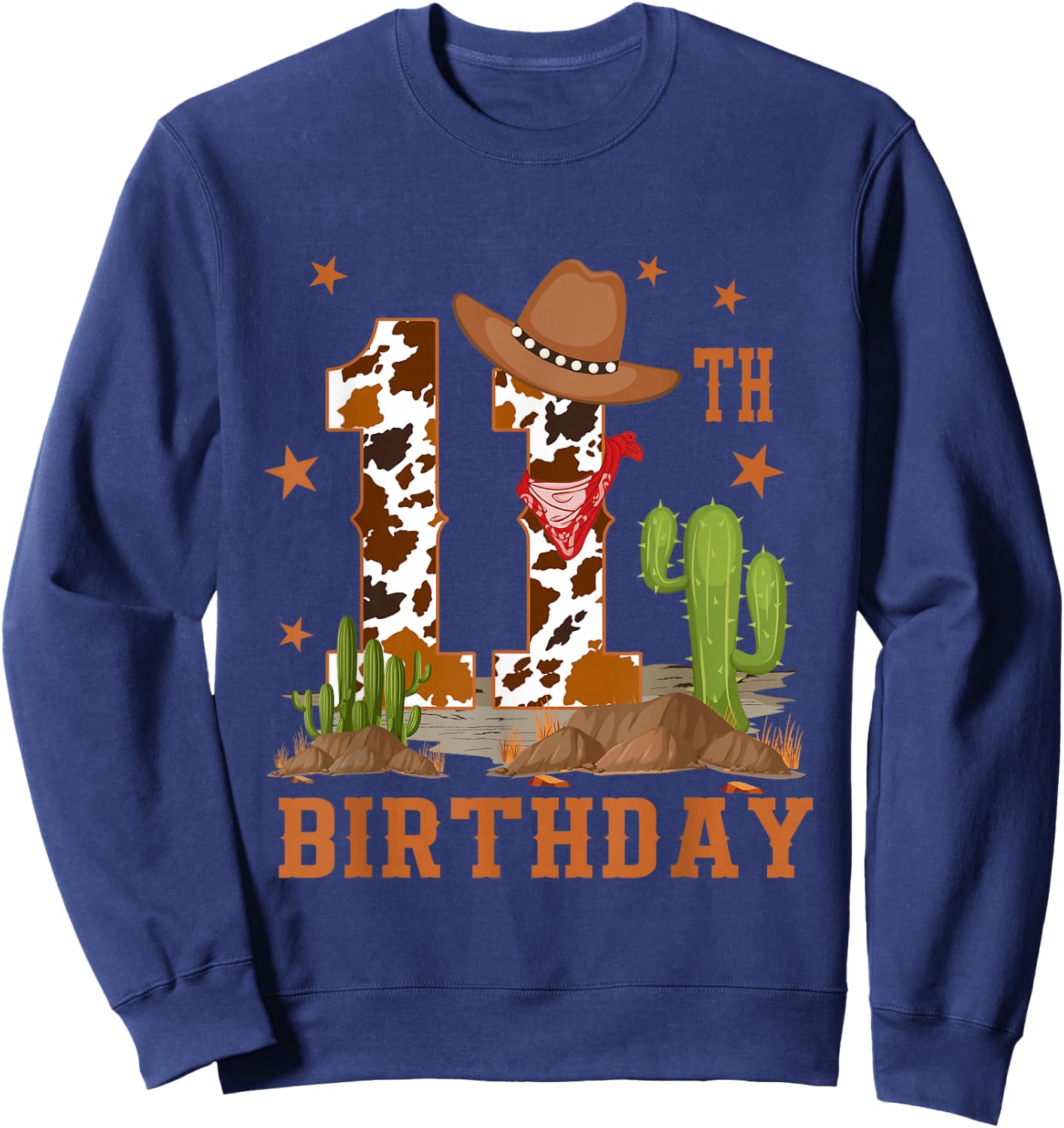 It's My 11th Birthday Cowboy Western 11 Year Old Boy Bday Sweatshirt - Sweatshirt | Navy