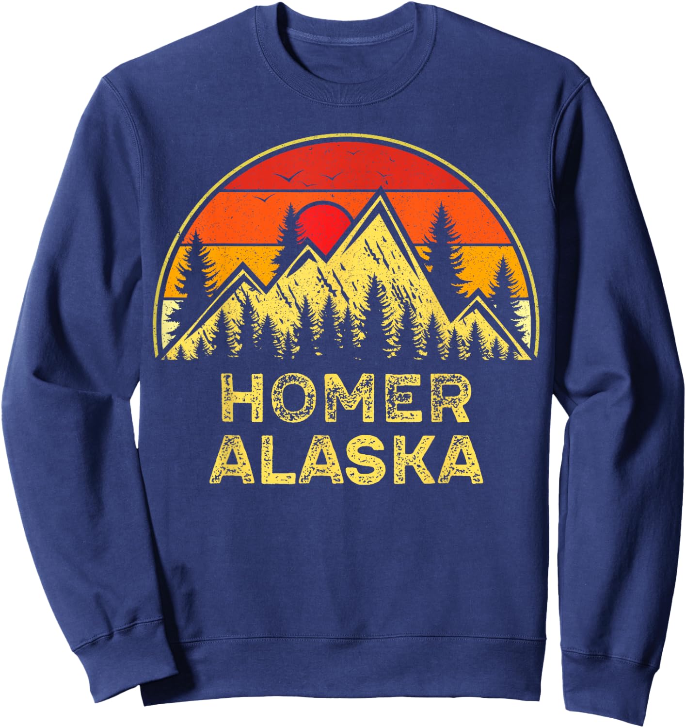 Vintage Homer Alaska AK Mountains Outdoor Hiking Souvenir Sweatshirt - Sweatshirt | Navy
