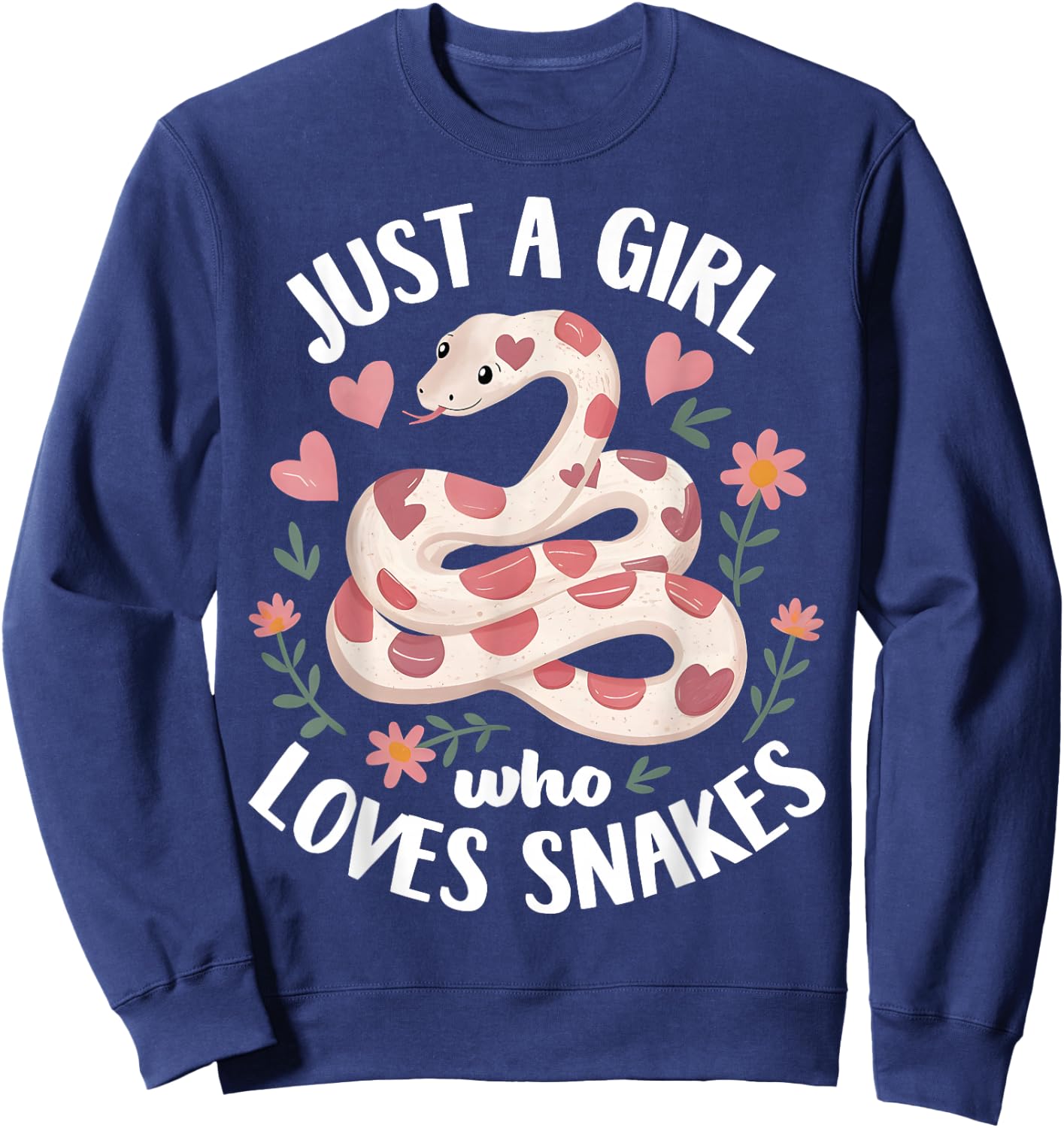 Girl Loves Snakes - Woman Snake Lover - I Love Snakes Sweatshirt - Sweatshirt | Navy