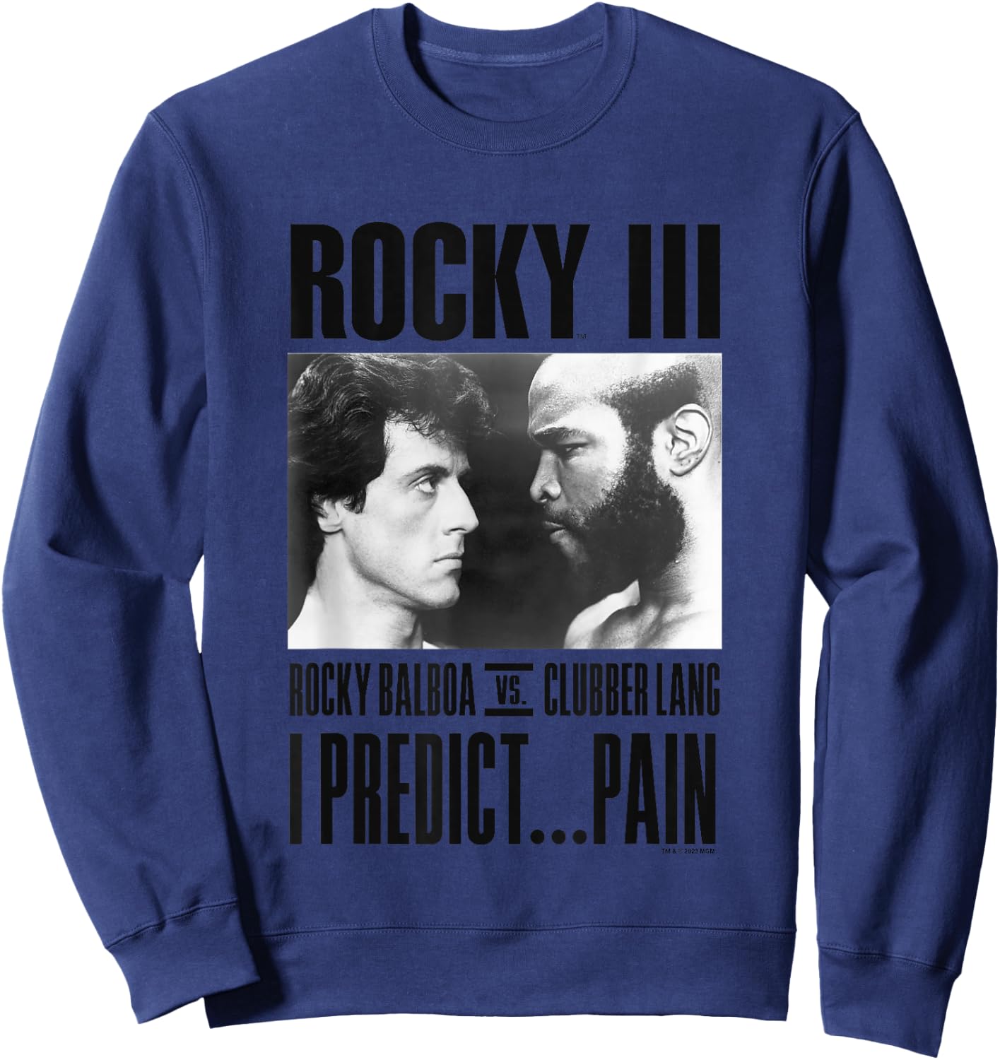 Rocky III I Predict Pain Rocky Vs Clubber Long Panel , gray Sweatshirt - Sweatshirt | Navy