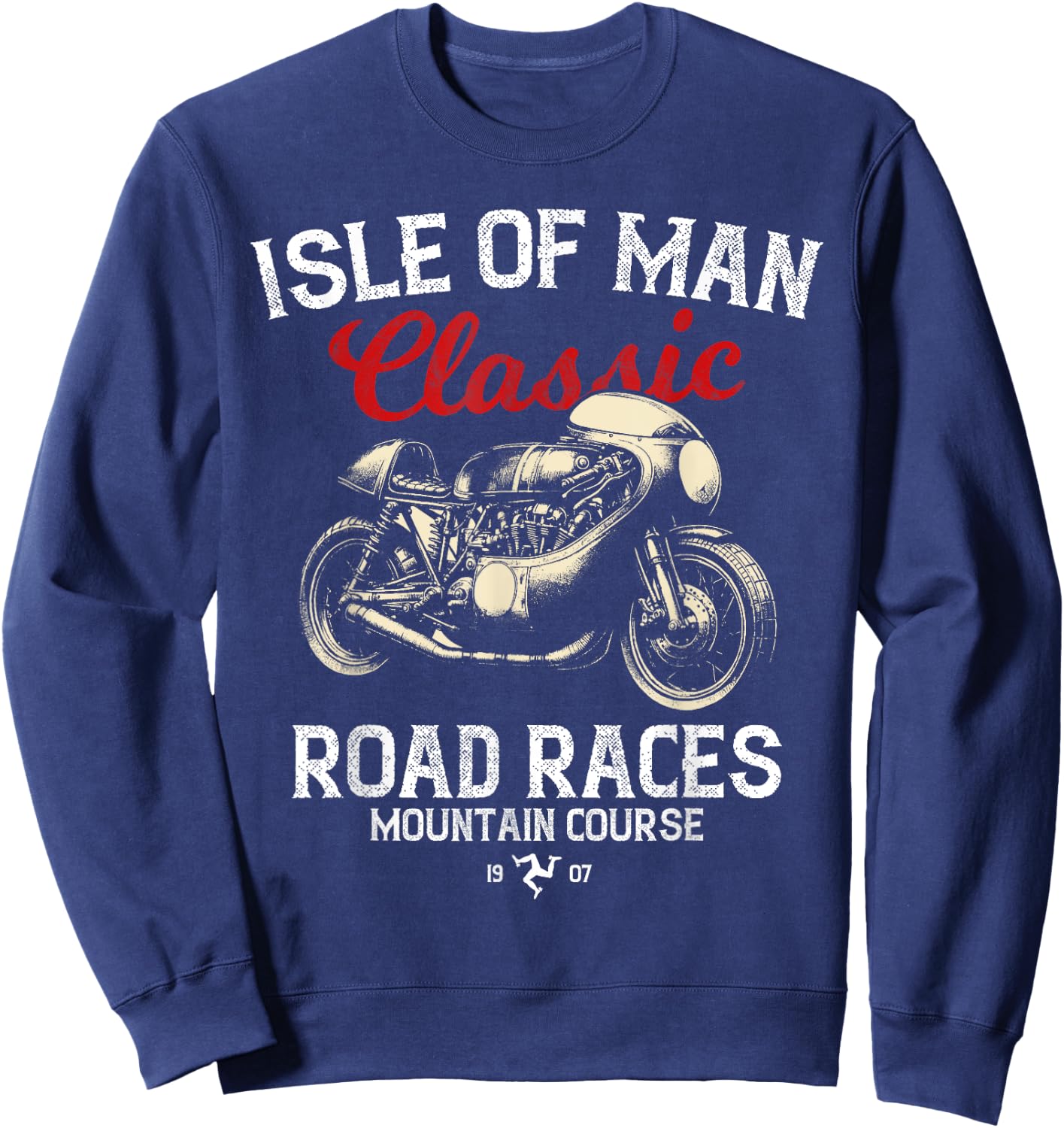 Retro Isle of Man TT Races Vintage Motorcycle Race , black Sweatshirt - Sweatshirt | Navy
