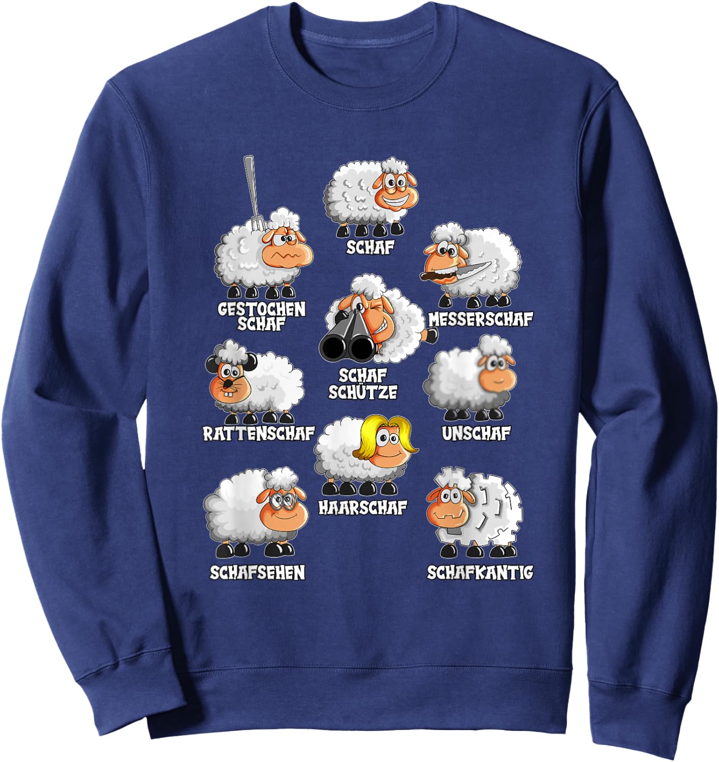 Funny Sheep Knife Sheep Rat Sheep , black, s Sweatshirt - Sweatshirt | Navy
