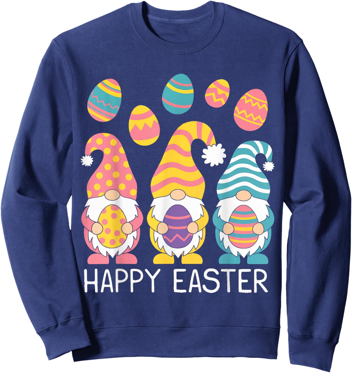 Gnomies Easter Shirts Girls Kids Eggs Gnomes Sweatshirt - Sweatshirt | Navy