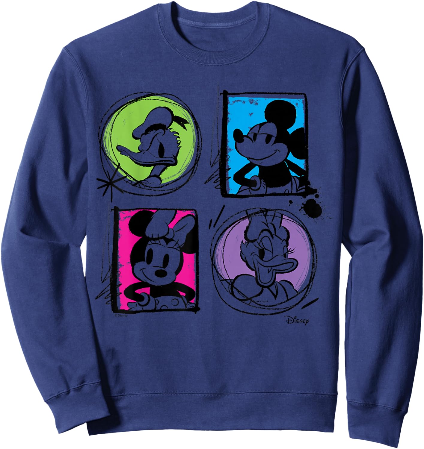 Minnie Mouse Minnie Mouse Donald Duck Daisy Duck Grid Sweatshirt - Sweatshirt | Navy