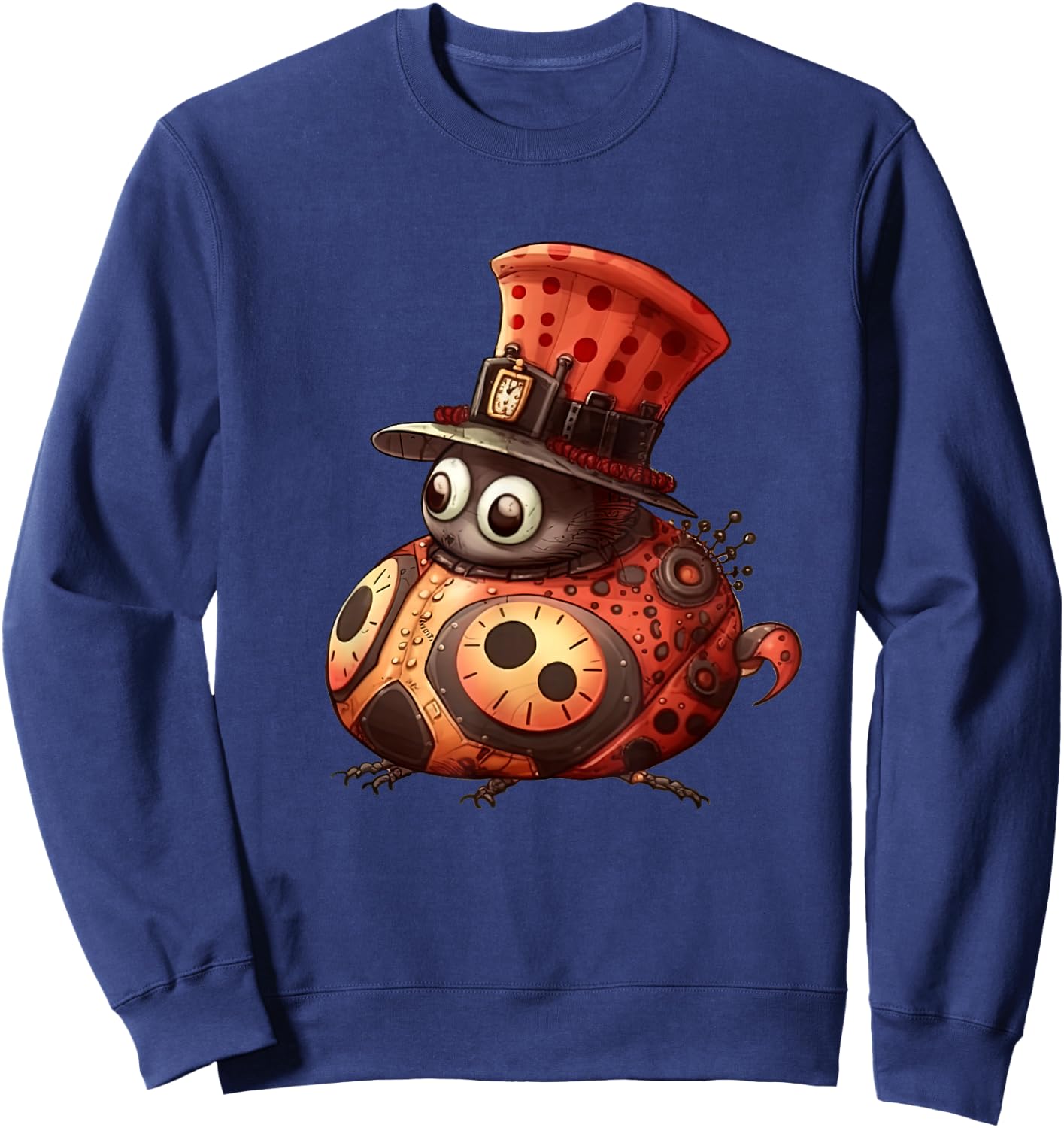 Ladybug in steampunk mechanical gear, vibrant Ladybug Sweatshirt - Sweatshirt | Navy