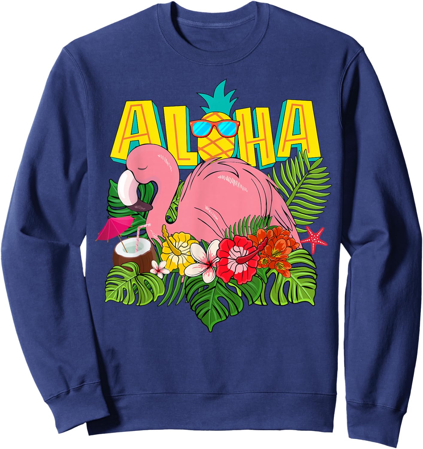 Aloha Hawaiian-Shirt Kids Girl Women Flamingo Hawaii Sweatshirt - Sweatshirt | Navy