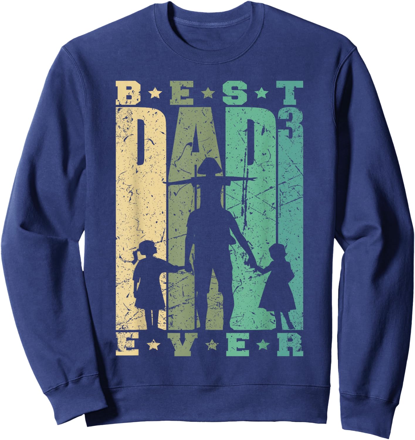 Papa von drei Mädchen Vatertag Retro Vater mit 3 Töchtern Sweatshirt - Sweatshirt | Navy