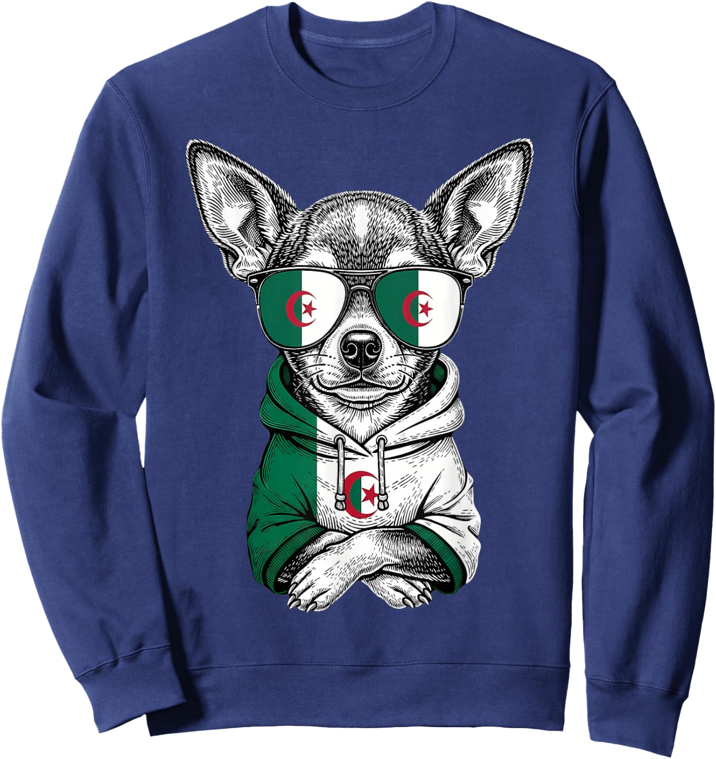 Algeria Roots Dog Algerian Flag Sweatshirt - Sweatshirt | Navy