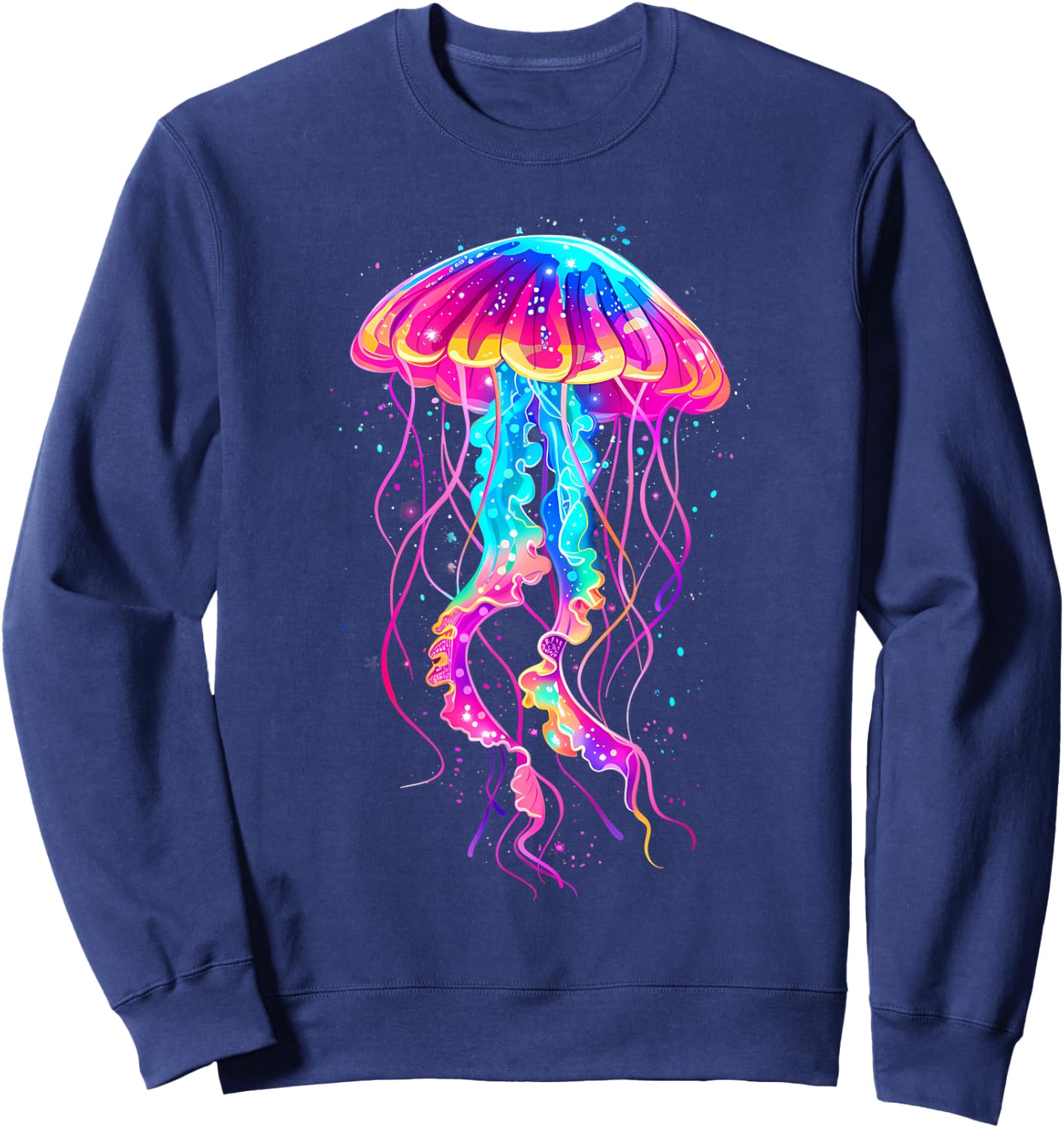 Jellyfish Sea Ocean Jellyfish Motif Marine Mammal Artwork Sweatshirt - Sweatshirt | Navy