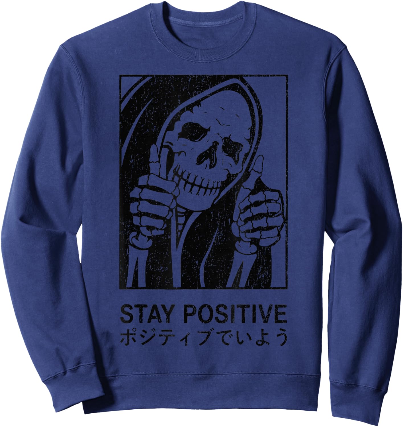 Aesthetic Clothes Vintage Streetwear Fashion Women Men Skull Sweatshirt - Sweatshirt | Navy