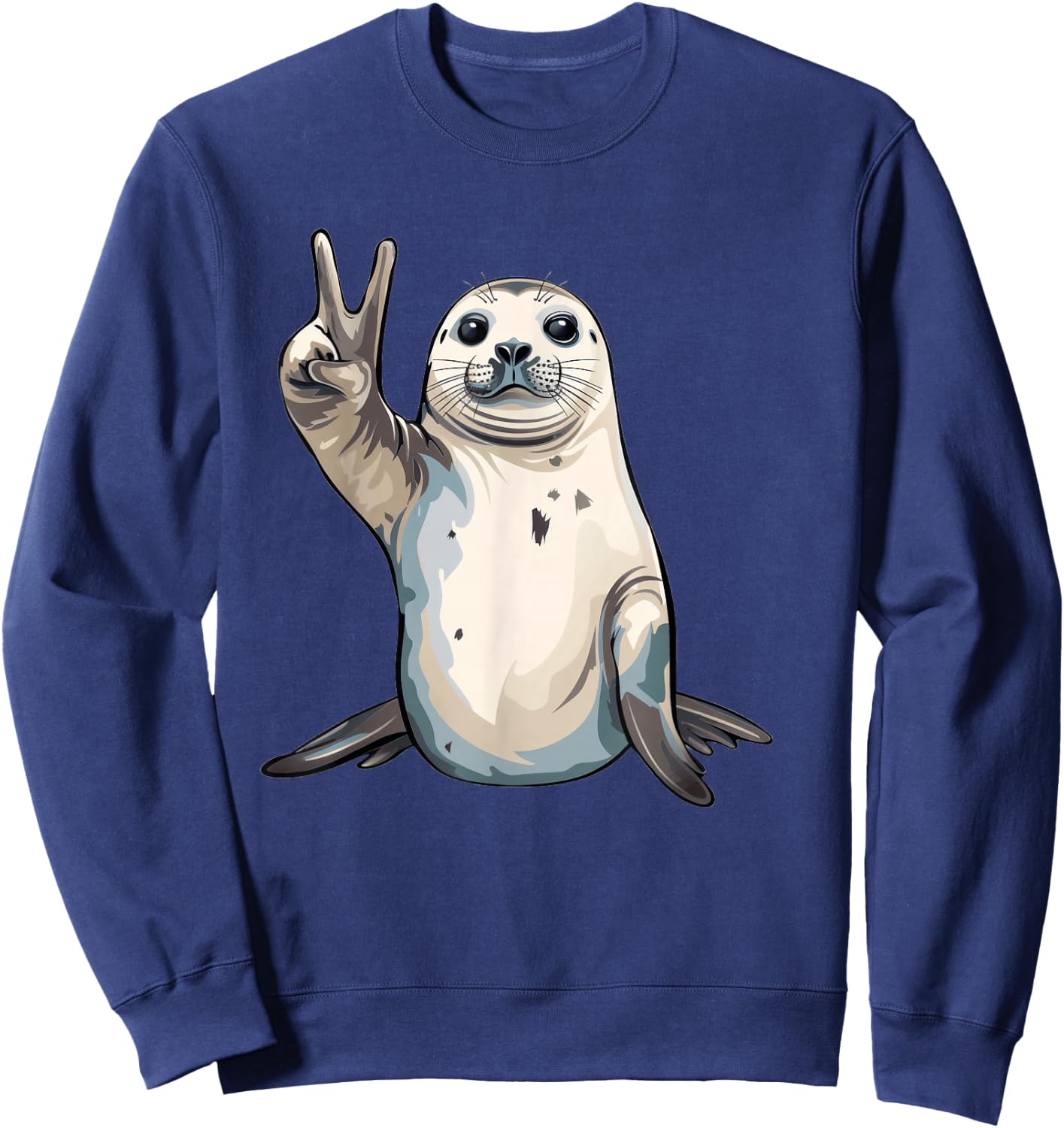 Harp Seal Showing The Peace Sign Sweatshirt - Sweatshirt | Navy
