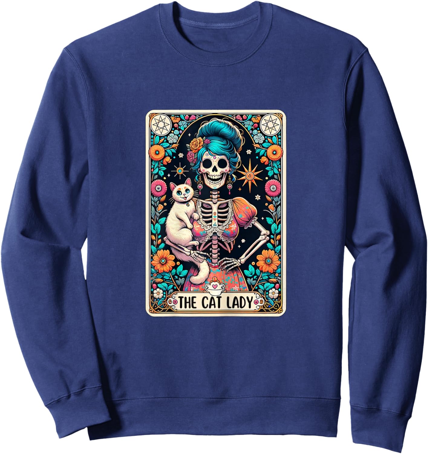 Cat Lady Tarot Card Gothic Women Cat Mom Mothers Day Sweatshirt - Sweatshirt | Navy