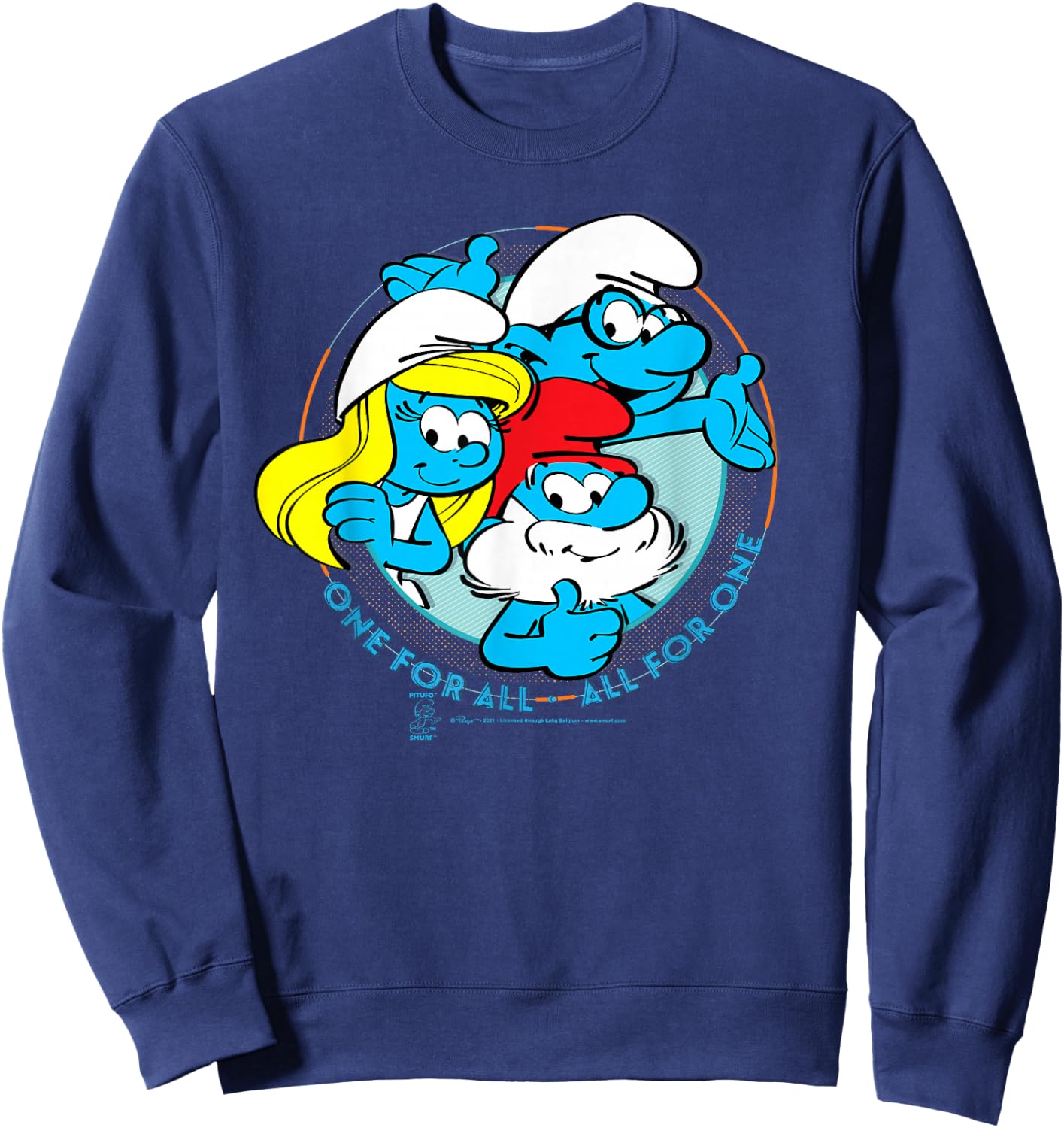 The Smurfs Papa Smurf Smurfette All for One Sweatshirt - Sweatshirt | Navy