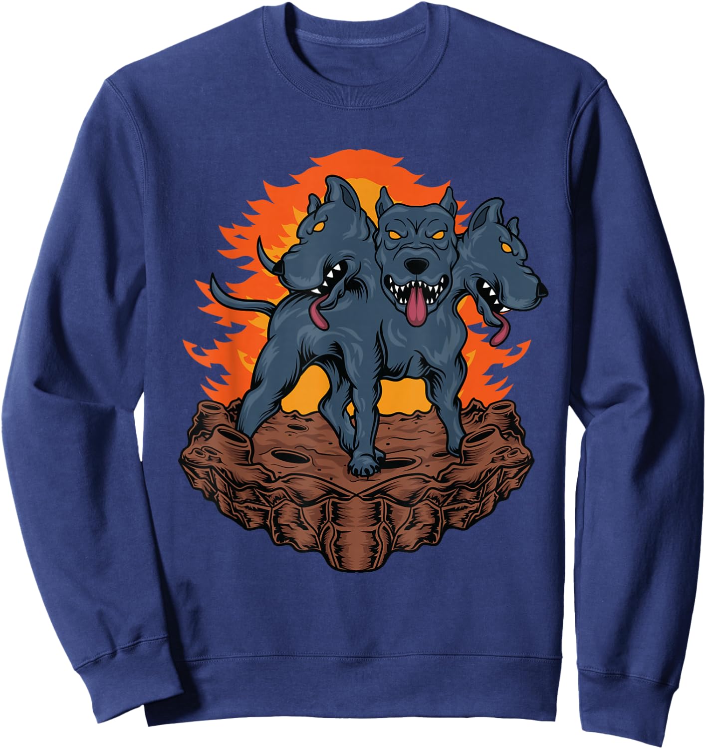 Cerberus Hellhound - Three Headed Dog Sweatshirt - Sweatshirt | Navy