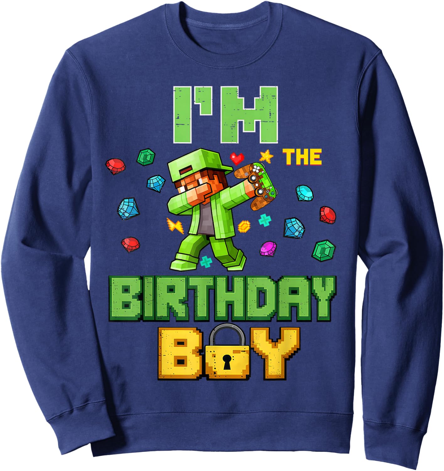 Im The Birthday Boy Video Gamer Pixel Dab Number for Kids Sweatshirt - Sweatshirt | Navy
