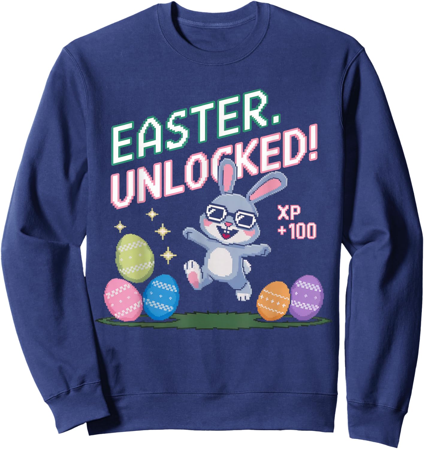 Easter Shirts for Boys Kids Gaming Games Eggs Bunny Rabbit Sweatshirt - Sweatshirt | Navy