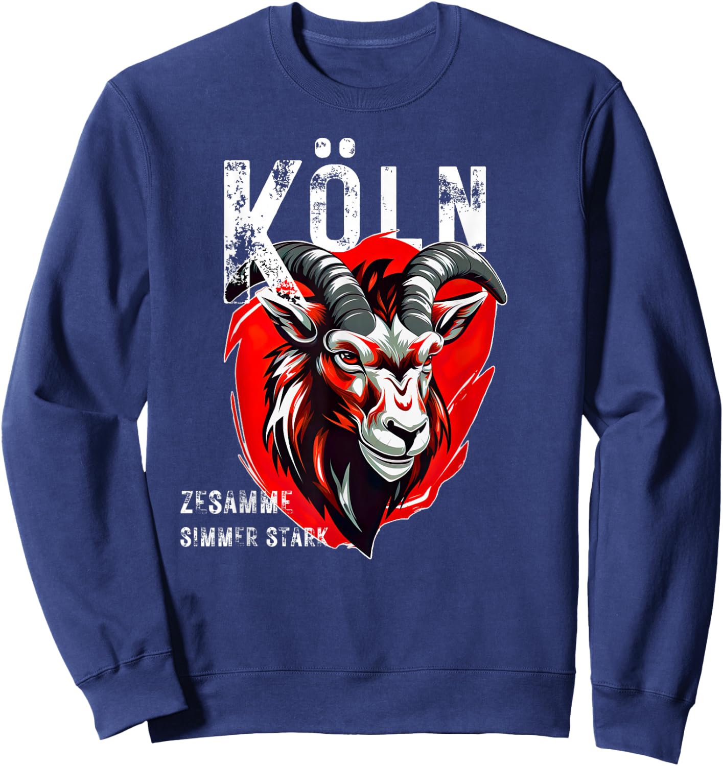 with German Text "Köln zesamme simmer stark" [German Language], black Sweatshirt - Sweatshirt | Navy