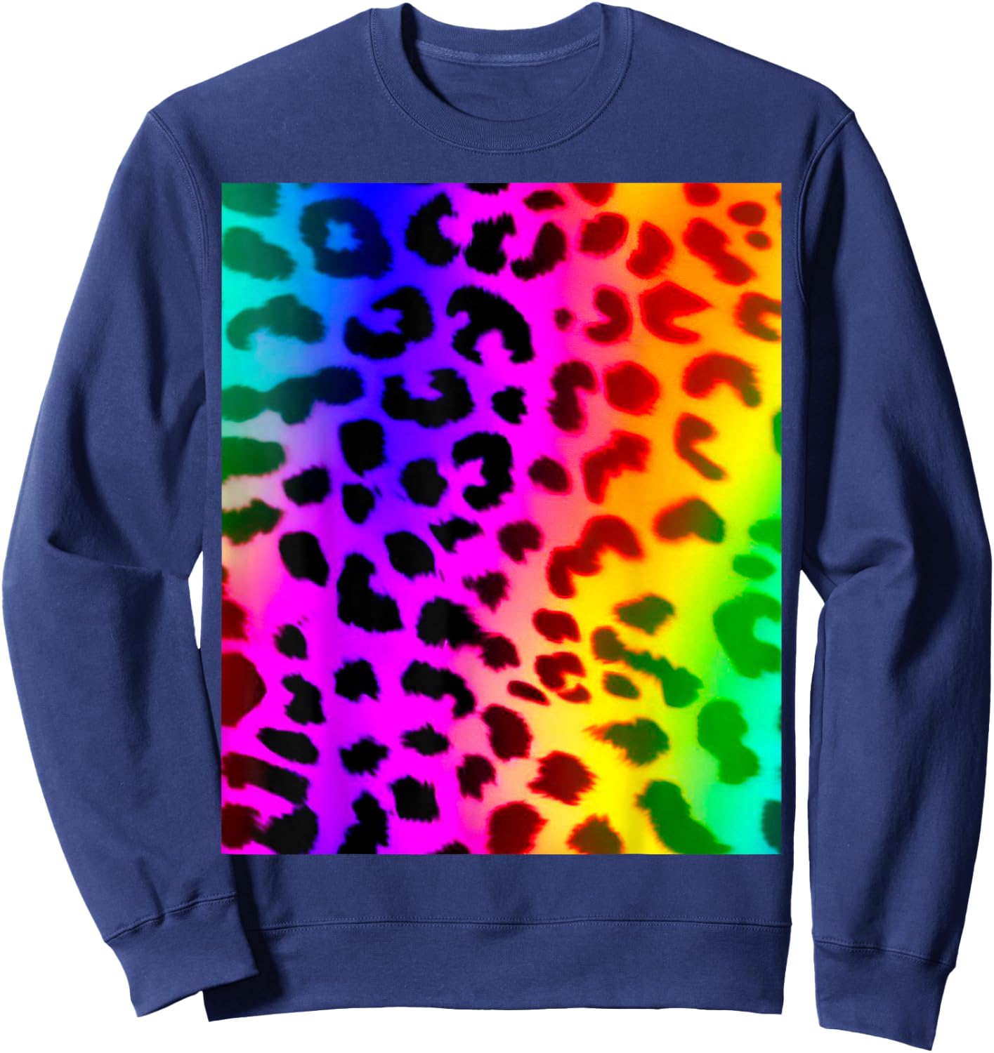 Rainbow Leopard Animal Print Sweatshirt - Sweatshirt | Navy