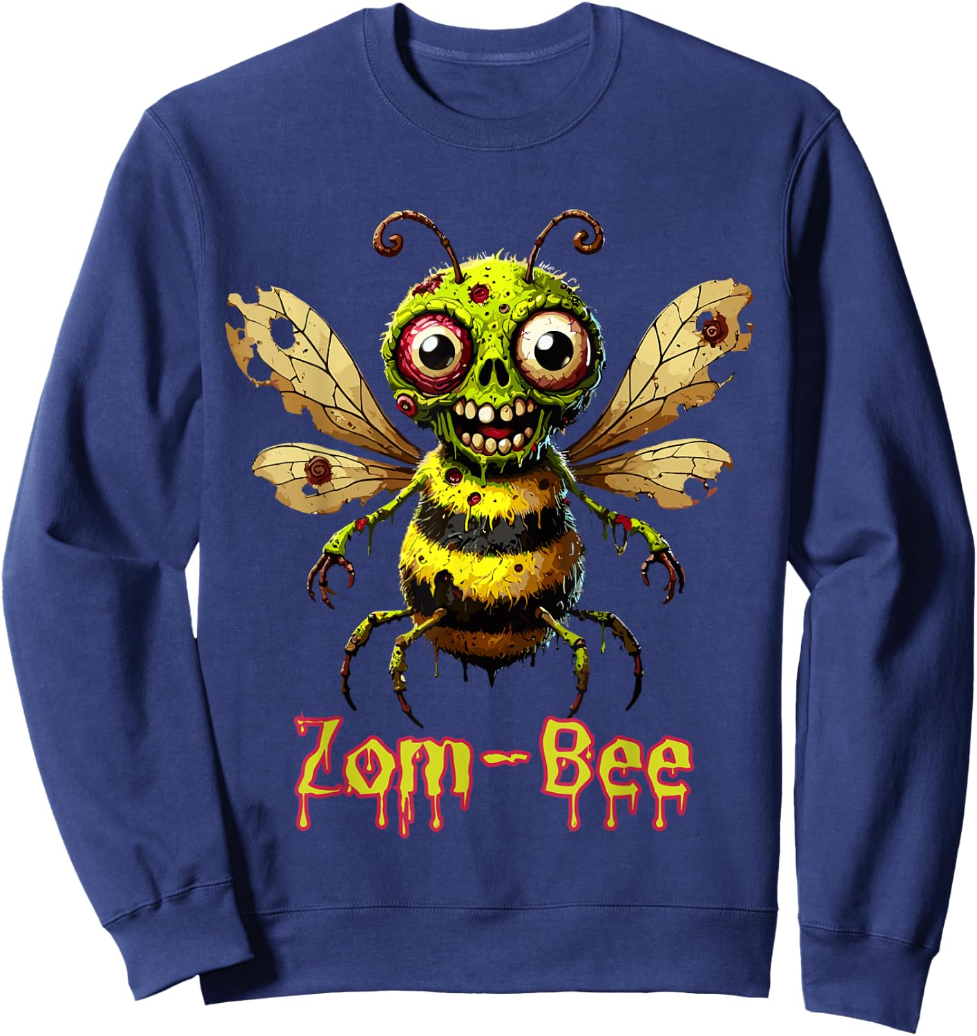Zom-Bee Shirt Adorably Creepy Zombie Bee Cartoon Halloween Sweatshirt - Sweatshirt | Navy