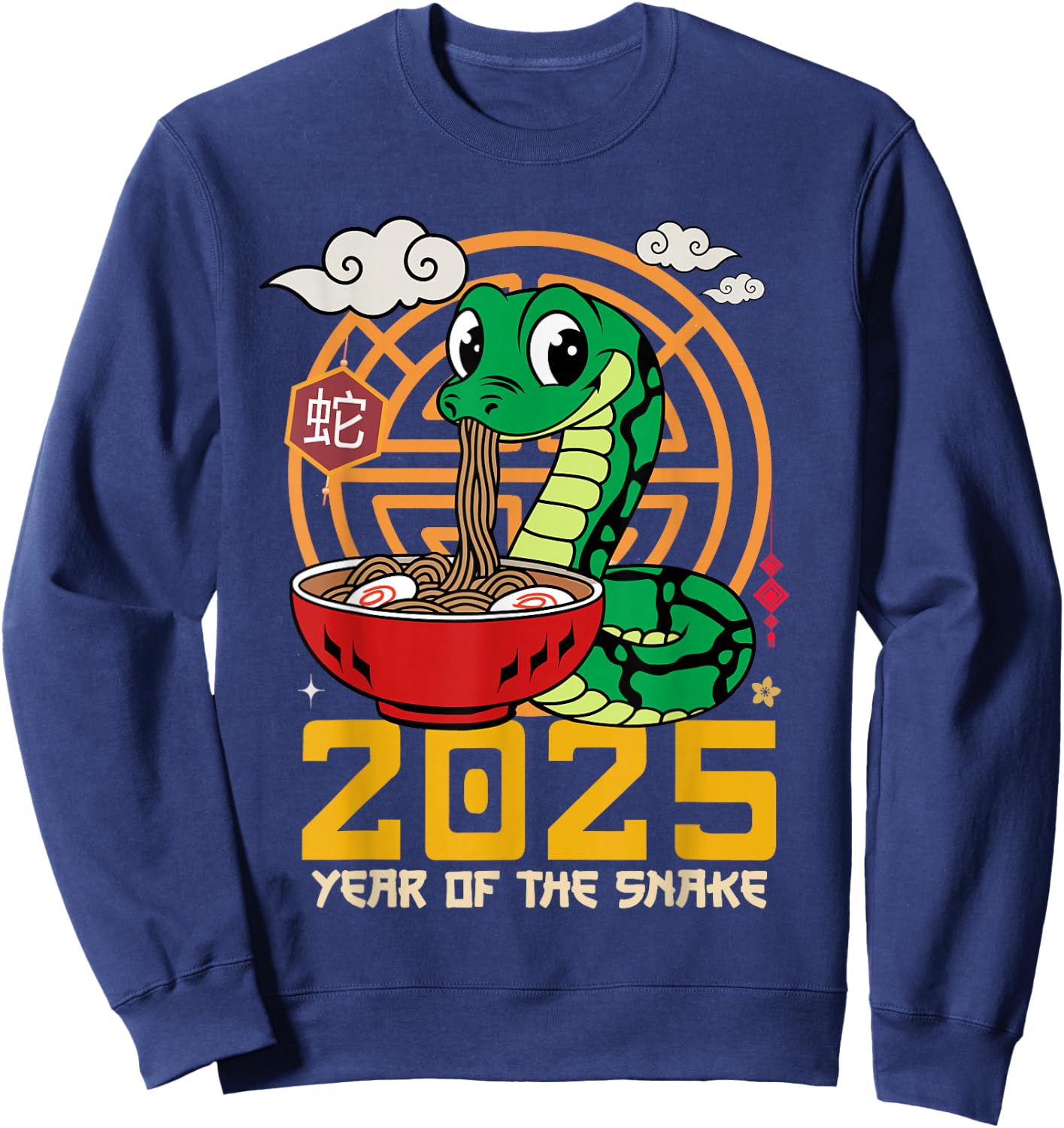 Cute Chinese New Year Of The Snake 2025 Noodles Ramen Kids Sweatshirt - Sweatshirt | Navy