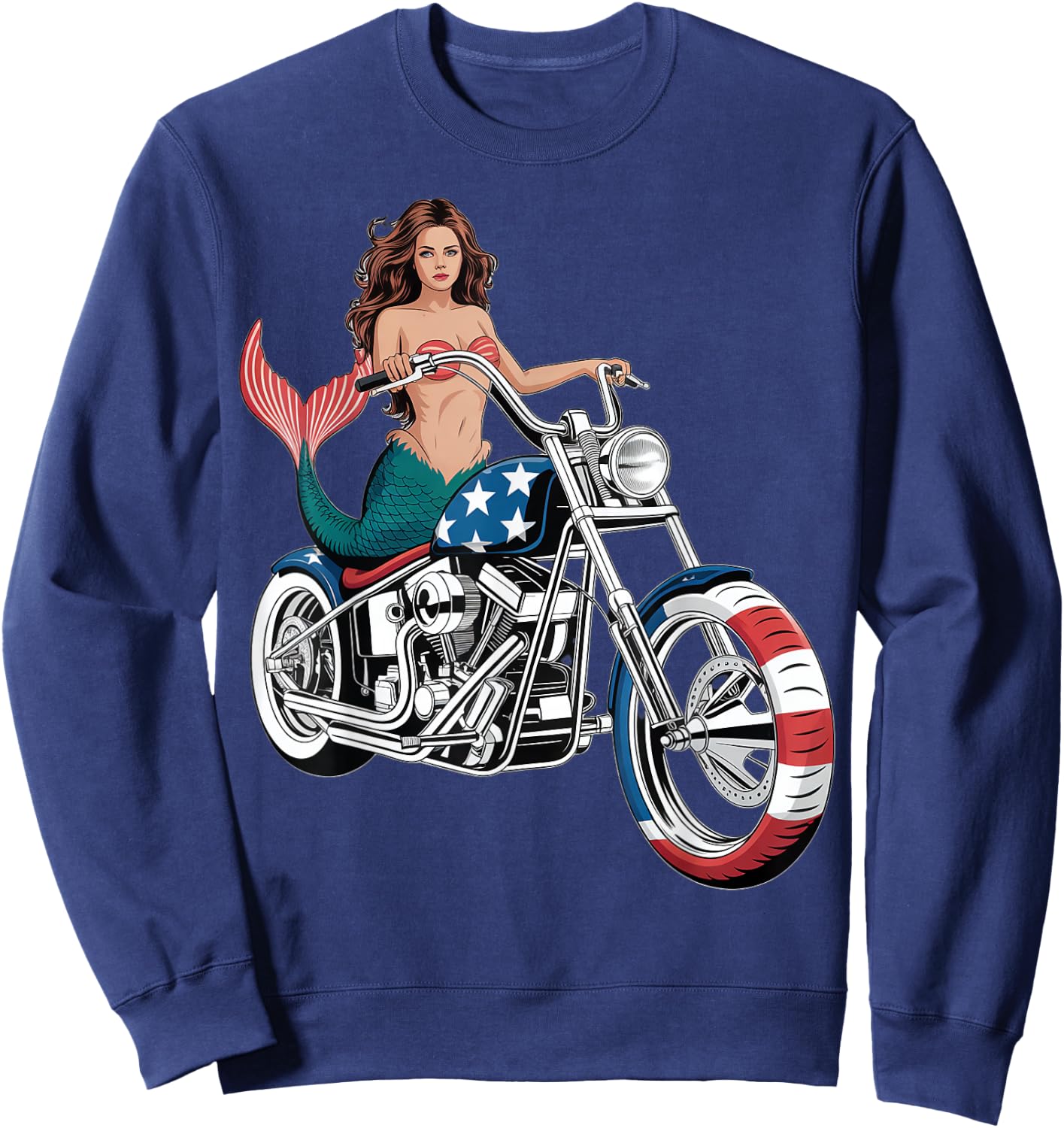 Mermaid Chopper Motorcycle Design Sweatshirt - Sweatshirt | Navy