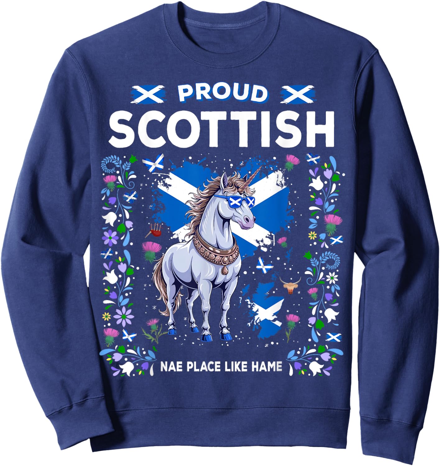 Scottish Unicorn Flag Costume Idea For Kids Scotland Unicorn Sweatshirt - Sweatshirt | Navy