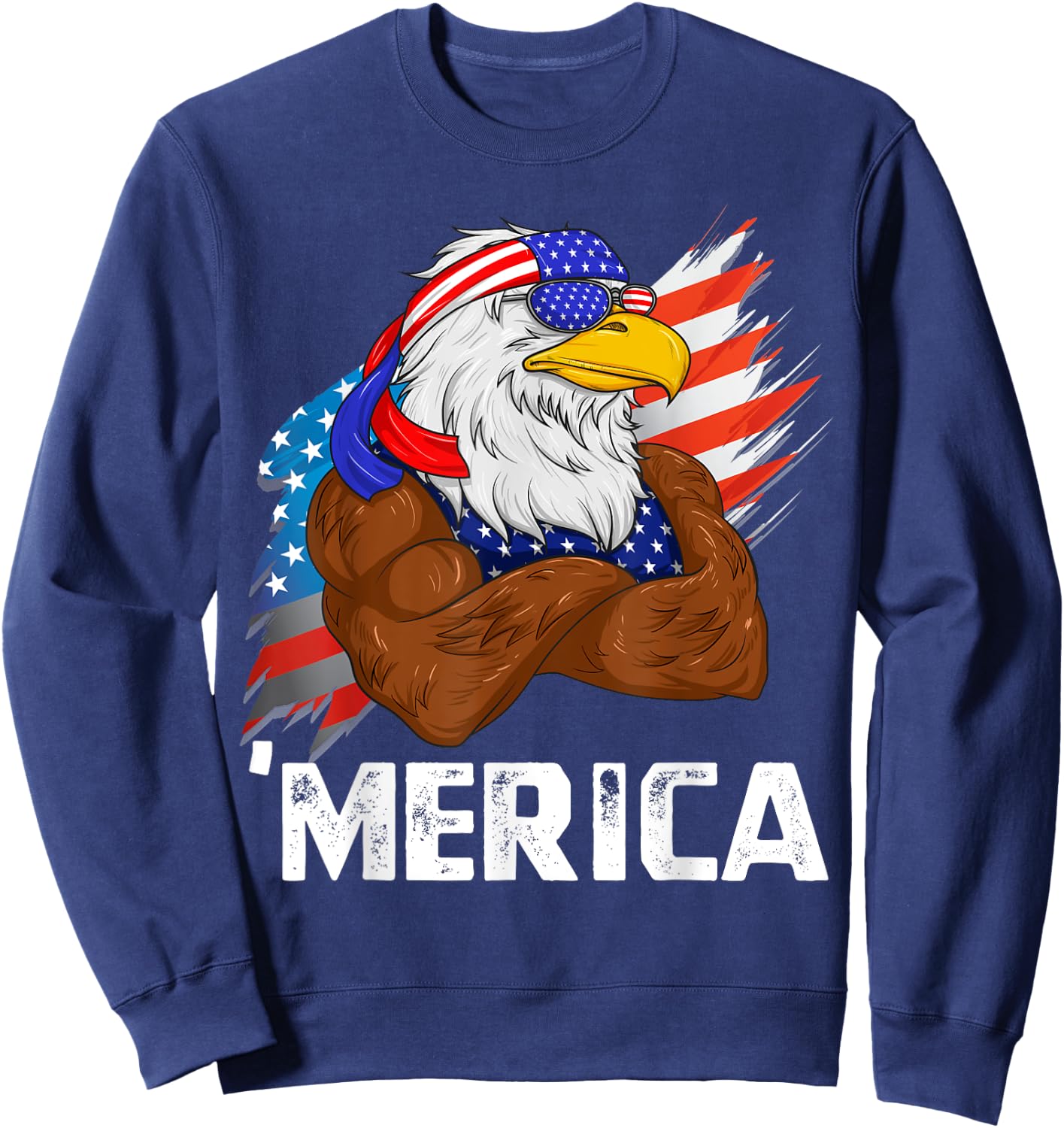 Merica Freedom American USA Eagle Patriotic 4th of July Sweatshirt - Sweatshirt | Navy
