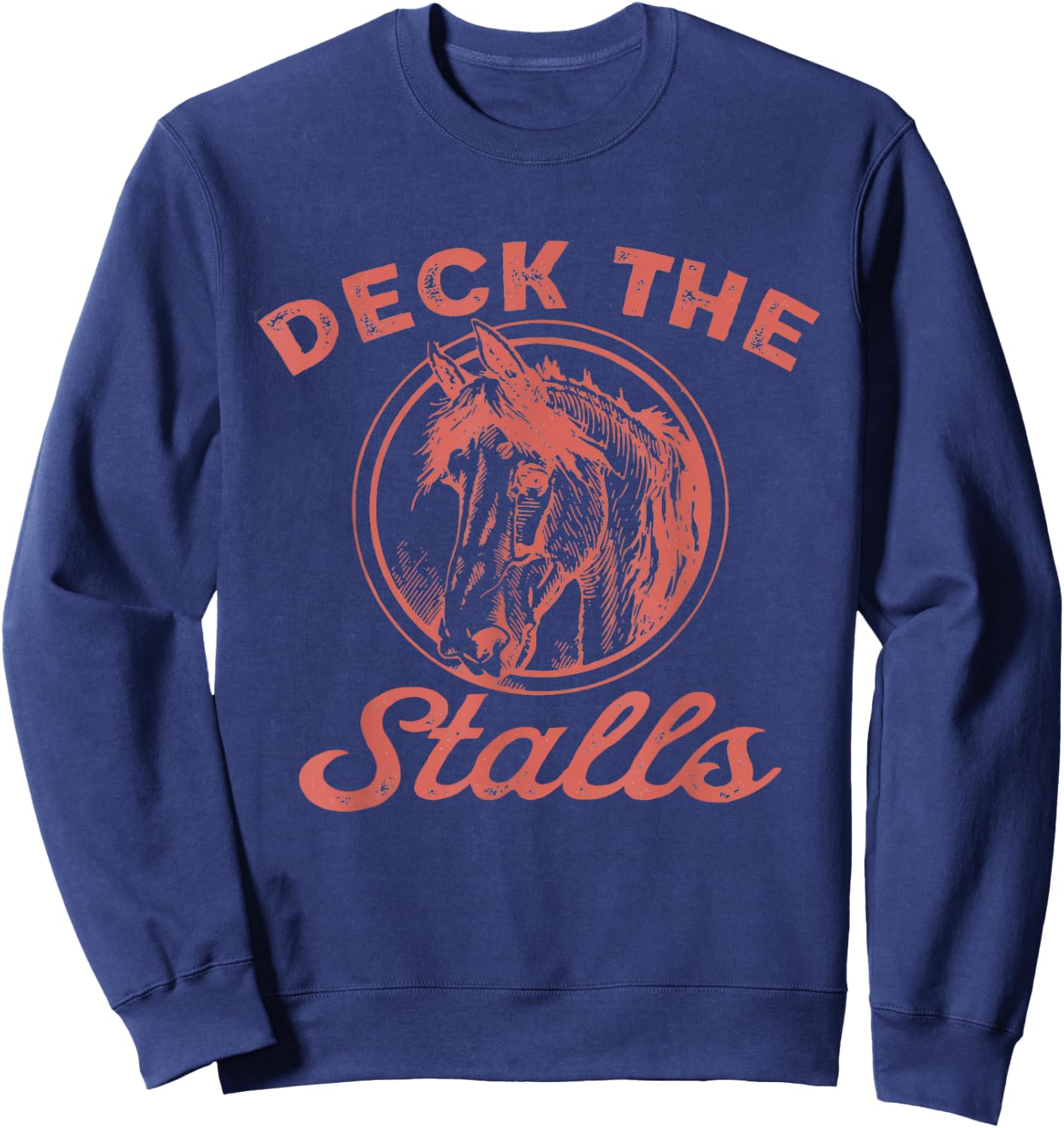 Women Deck the Stalls Horse Christmas Funny Horse Rider Sweatshirt - Sweatshirt | Navy
