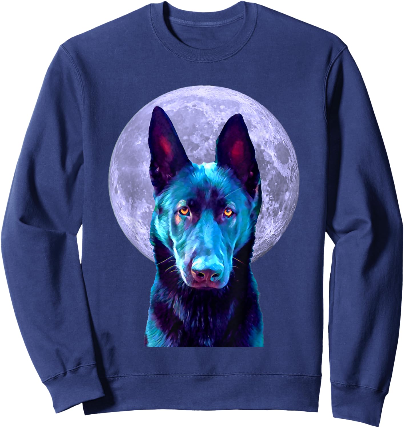 Black German Shepherd Moon: Dog Lovers, Owners, Moms, Dads Sweatshirt - Sweatshirt | Navy