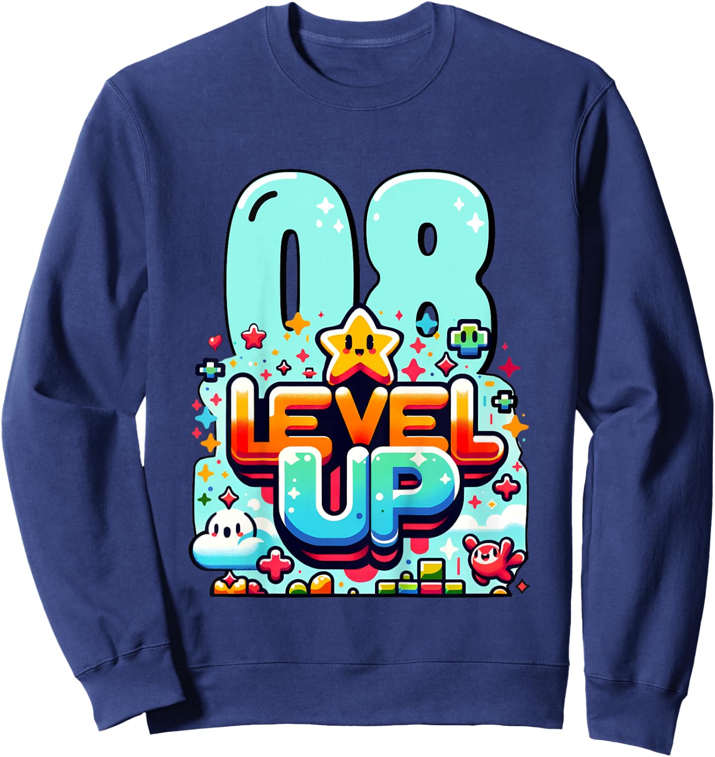 Level Up 8 Jahre Kinder Gaming 8. Geburtstag Jungs Sweatshirt - Sweatshirt | Navy