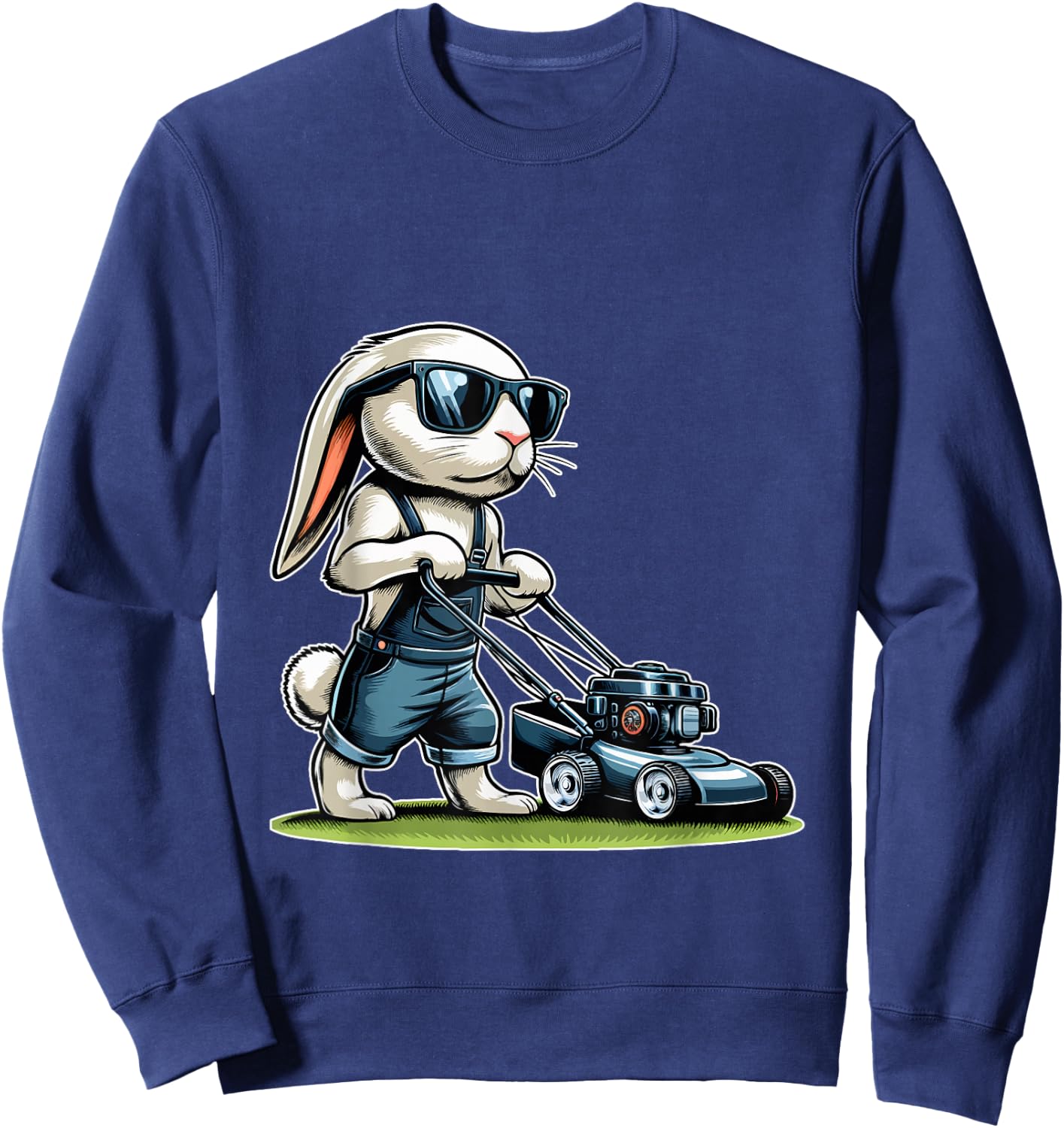 Mowing Lawn Bunny Easter Egg Sweatshirt - Sweatshirt | Navy