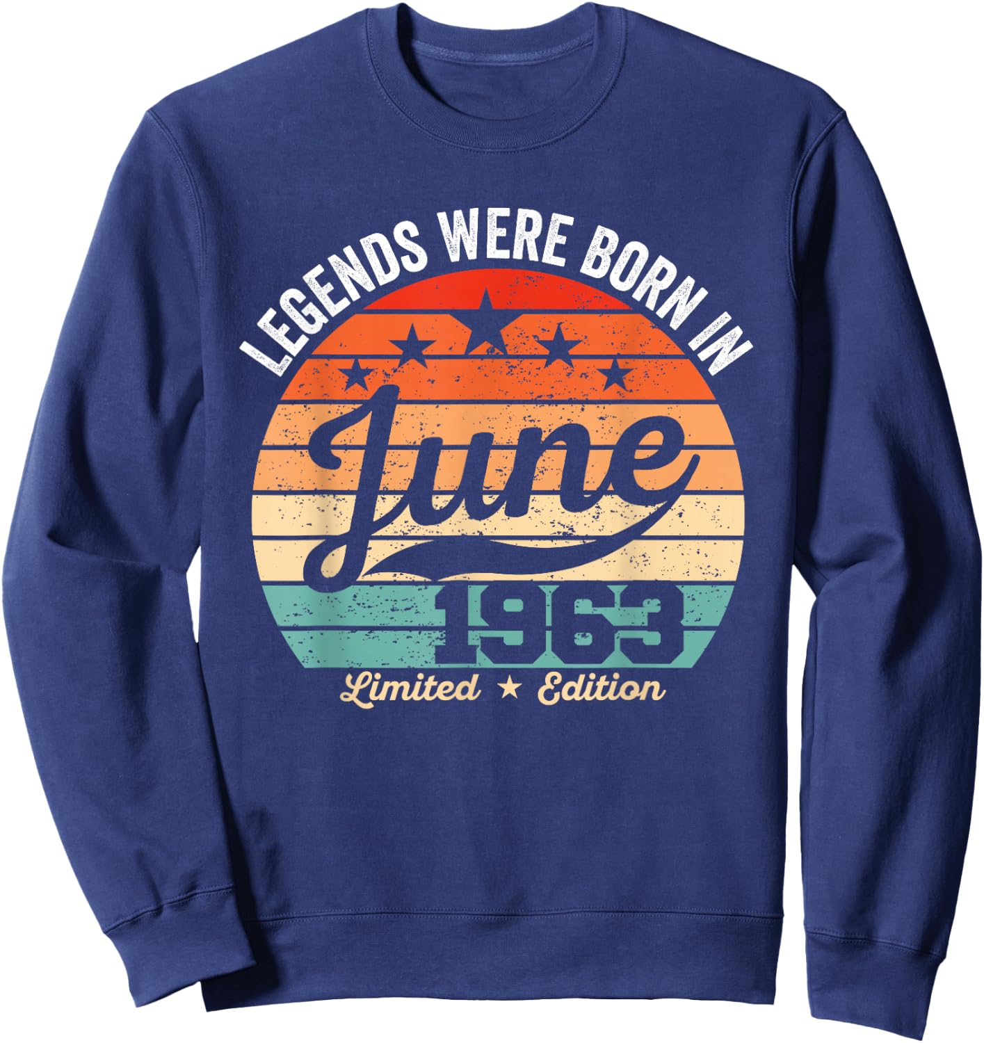 Vintage 63rd Birthday Legends were Born in June 1963 Sweatshirt - Sweatshirt | Navy