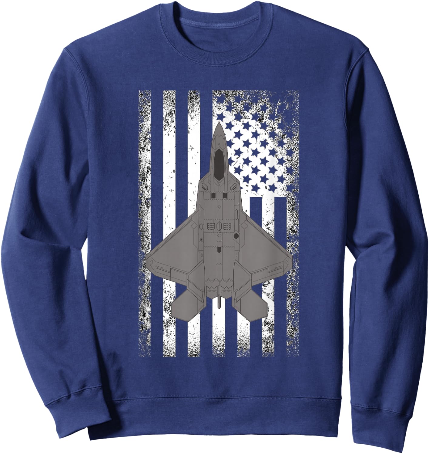 F-22 Raptor Jet American Flag Military Airplane Sweatshirt - Sweatshirt | Navy