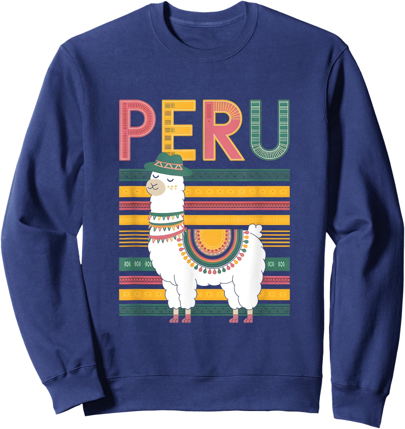 Cute Peruvian Llama from Peru - Fun Peru Design Sweatshirt - Sweatshirt | Navy