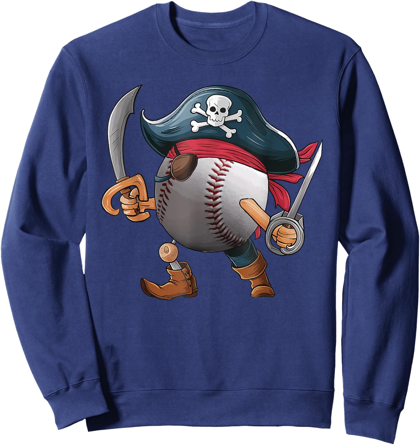 Baseball Pirate Ball Costume Funny Crossbones Skull Skeleton Sweatshirt - Sweatshirt | Navy