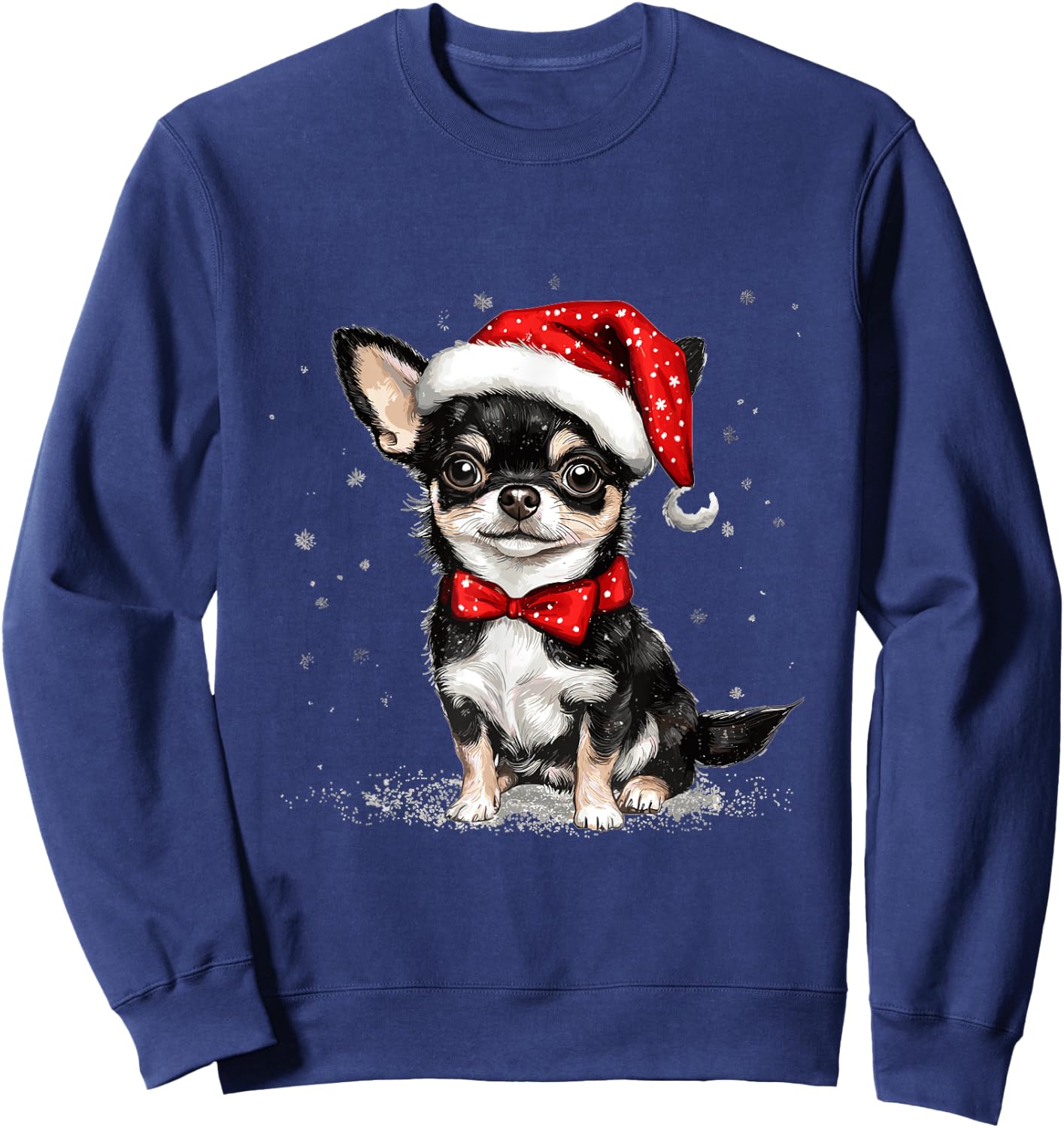 Dog Chihuahua Chiwawa Christmas , Black, S Sweatshirt - Sweatshirt | Navy