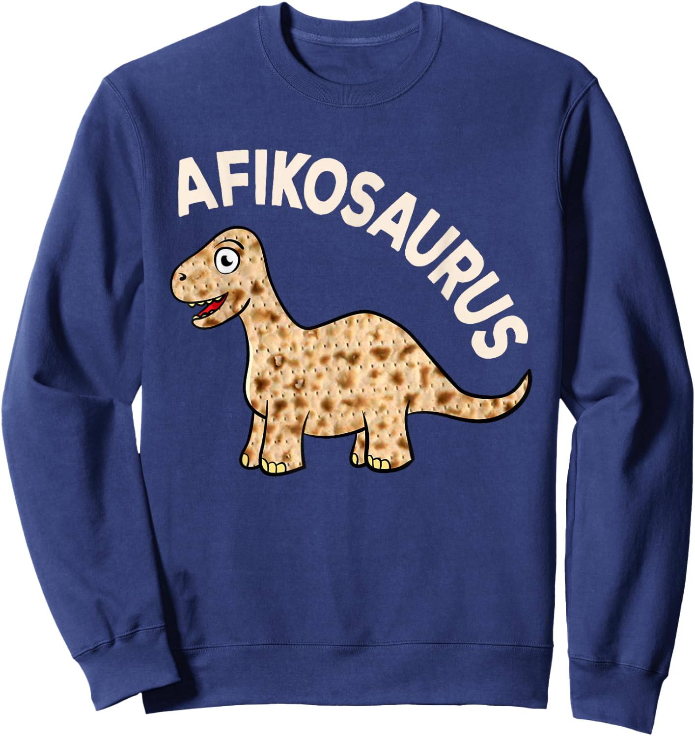 Dinosaur Afiko Hebrew Passover Jewish Funny Sweatshirt - Sweatshirt | Navy