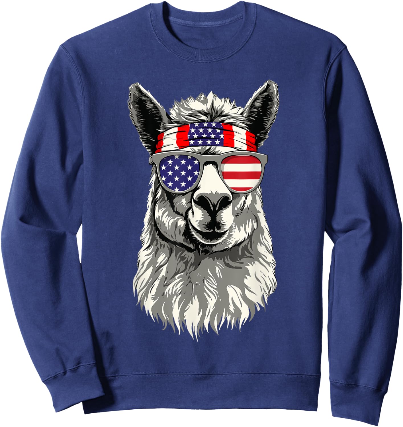 Patriotic Llama - 4th Of July Safari Animal Lover Zoologist Sweatshirt - Sweatshirt | Navy