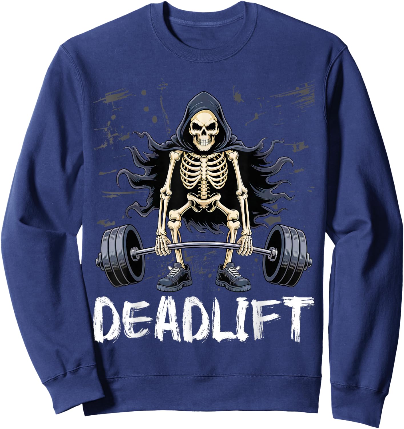 Deadlift Funny Halloween Skeleton Weight Lifting Workout Sweatshirt - Sweatshirt | Navy
